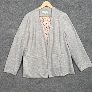 Skies Are Blue Plus Size 2X Curvy Cardigan Gray Heathered Open Front Pockets